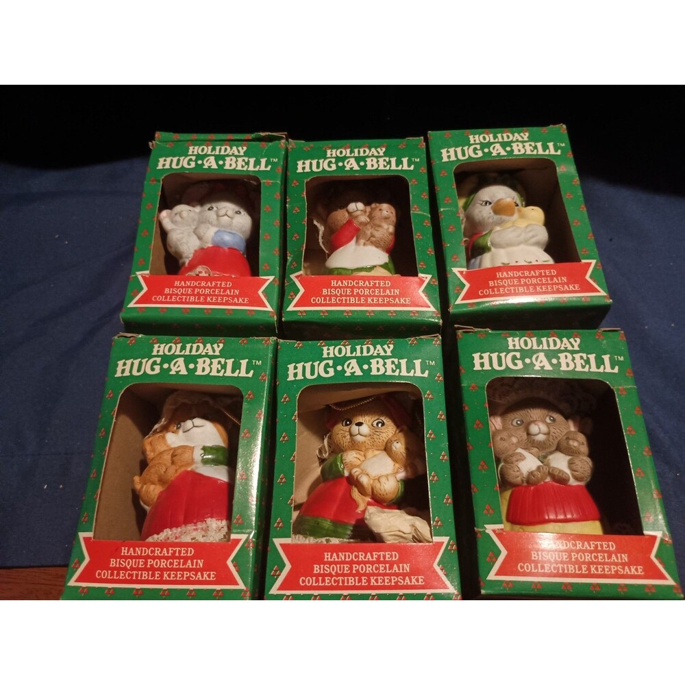 Jasco Holiday Hug A Bell Set of 6 Mom & Baby Ornaments 3 Inch Vintage Christmas
